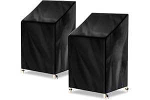 AWNIC 2 Paquetes 420D Poliéster Funda para Sillas Apilables Funda Sillas Apiladas Jardín Impermeable Resistente 65X75X120cm