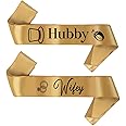 BroSash Bachelorette & Bachelor Party Sash -"Wifey" &"Hubby" Groom, Bride to Be Supplies 2 pcs Set Best Wedding Gifts Bridal Shower Decorations Engagement Favors Miss to Mrs. Gift Kit Just Married