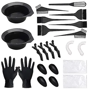 23 Pieces Hair Coloring Dyeing Kit - Hair Tinting Bowl/Dye Brush/Mixing Spoon/Ear Cover/Gloves Hair Dye Tools for Hair Coloring Bleaching DIY Salon & Home Hair Coloring Hair Dryers