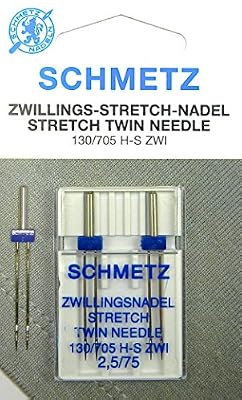ZickZackNaehmaschine 2 Schmetz stretch zilli NGS Aiguille Twin Aiguilles 2,5/75 System 130/705