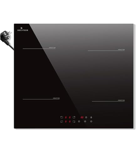 Iseasy 60cm 4-zone Inbouw Inductiekookplaat, 6800w, 9 Vermogensniveaus