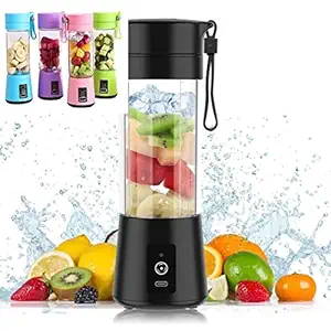 HOTNIX Fruit Blender and Juicer Jar for Fruit Shake Rechargeable Electric USB Juicer Mixer Grinder for Kitchen Portable Small Electric with Powerful motor and 4 blades Hand Blender 380ml (multicolor)