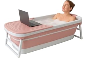 FLINQ Bañera plegable XXL para adultos - 158 x 60 x 53 cm - Bañera móvil plegable - También apta para niños - Rosa