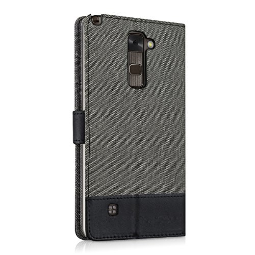kwmobile Funda para LG Stylus 2 - Carcasa de Tela y Cuero sint tico - con Tapa y Tarjetero Gris Negro reviews kwmobile Funda para LG Stylus 2 - Carcasa de Tela y Cuero sint tico - con Tapa y Tarjetero Gris Negro