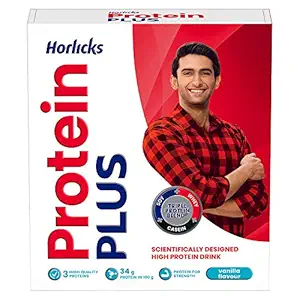 Horlick Protein+ Vanilla Carton with triple blend of whey, soy and casein, 200g