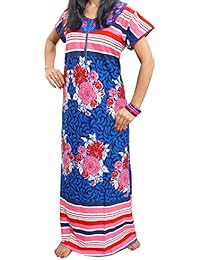 Indiatrendzs Women's Nighty Printed Hosiery Blue Pink Sleepwear Nightgown (Chest 40)