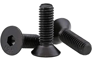 BOZONLI Śruby z łbem sześciokątnym Śruby z łbem stożkowym z gniazdem o wysokiej wytrzymałości na rozciąganie Śruby z łbem walcowym z łbem płaskim Black, M6×10mm,20 pcs