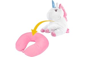 MOMO WAY Poduszka podróżna rogal 2 w 1 w kształcie litery U, miękka pluszowa poduszka jednorożec, dla dzieci i dla dorosłych, idealna w podróży, do samolotu, pociągu, auta