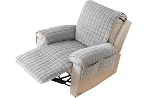 KBIBCK Sesselschoner für Relaxsessel, 53x190 cm Sesselschoner für Fernsehsessel, 1 Sitzer Fernsehsessel Schutzbezug mit Taschen und Gummiband, Armlehnenbezüge Sofa, Sesselschoners mit Armlehne (Grau)