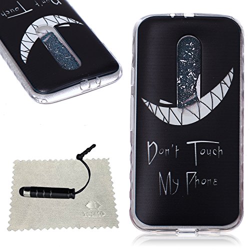 Moto Hülle Muster, TOCASO Ultra Thin TPU Silikon Gel Skin Transparent Bumper Rand Welle Gefühl Cover Tasche Bunte Schutzhülle für Motto Handyhülle Protective Case Schale schützende Durchsichtig Rückschale Clear Pattern Fall Handytasche Weiche Ränder Etui + Schwarz Stylus Pen