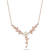 NEREZE 925 Sterling Silver Magnolia Flower Ivy Model Necklace