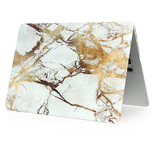 hibote MacBook Pro 13,3 "Fall mit Retina Display, Soft-Touch-Kunststoff-Hartschalen-Snap On Carrying Case Cover für Apple MacBook Retina 13-Zoll-A1502 / A1425 Marmor-Weiß / Gold