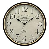 XJYA Vintage Wanduhr Stille Nicht-tickende Wanduhr Quartz Lautlos Wanduhr Schleichende ohne Ticken (15 Zoll)