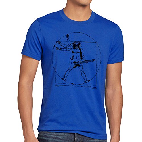 style3 Da Vinci Rock Camiseta para hombre T-Shirt música festival, Talla:M, Color:Azul