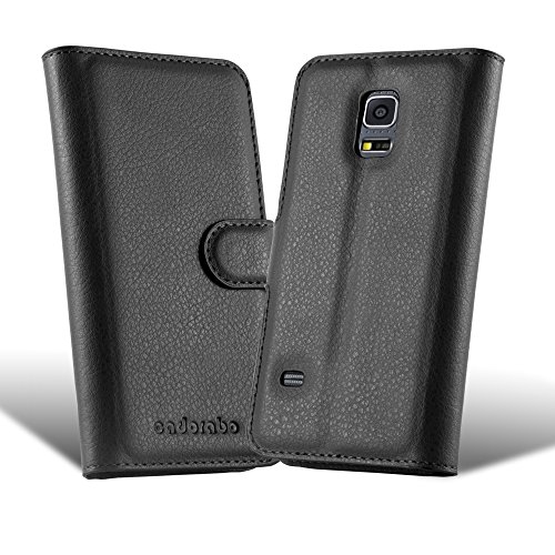 Cadorabo – Book Style Hülle für Samsung Galaxy S5 MINI / S5 MINI DUOS (SM-G800F) – Case Cover Schutzhülle Etui Tasche mit Standfunktion und Kartenfach in PHANTOM-SCHWARZ - 8