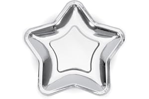 PARTYDECO Luck and Luck Silver Star Piatti di Carta da Festa x 6 Natale/Compleanno