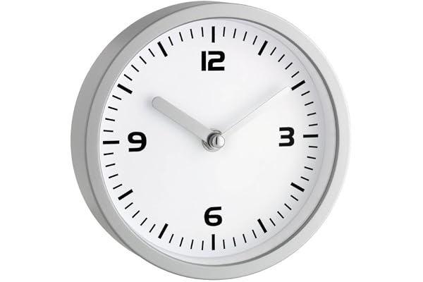 TFA Dostmann Analog badrumsklocka, 60,3012, kvartsur, fuktavvisande, 4 stora sugkoppar, fäste utan borrning, 16,3 x 5,2 cm