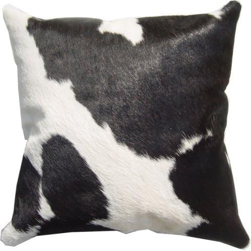 Black/white LEATHER COWHIDE PILLOW cover CUSHION 16x16 by Naturemadehides