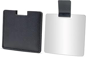 HUAKAILE Espejo compacto de acero inoxidable inastillable para bolsos, espejo irrompible de viaje con funda de piel sintética, espejo de afeitado de mano para acampar para mujeres y hombres, maquillaje, regalo