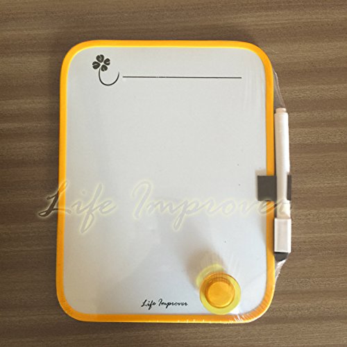 A5 magnetisch Trocken abwischbar Kühlschrank Pinnwand weiß Board + Marker Pen & Radiergummi GELB Rahmen