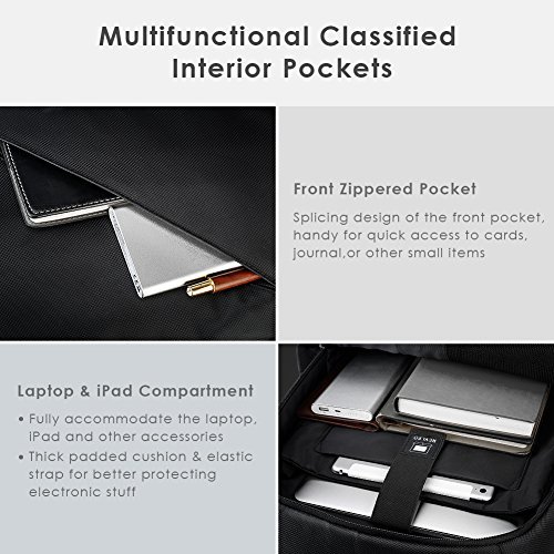 REYLEO Business Rucksack Herren 15 6 Zoll Laptop Tasche Schlanker Tagesrucksack F  r Die Arbeit Und Stadt Wasserdicht Schwarz- 26 Liter RB01 plus