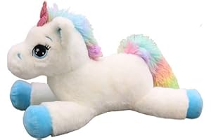 Georgie Porgy Licorne en Peluche Bloc de Couleur Teddy Câlin Jouet Animal Peluche pour Tout-Petits Les Enfants (15'' Licorne Blanc)