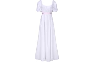 FRIUSATE Green Regency Dress, Renaissance Dress, Regency Dresses for Women Costume with Sash Empire Waist Ruffled Puff Sleeve Long Dress for Parties, Weddings and Gala