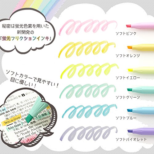 Pilot FriXion Light Soft Color Erasable Highlighter Pen – 6 Color Set - 4