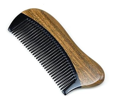 Skyeye Peigne d'angle Bois Peigne Bois de santal Vert Peigne en corne pour femme fille Cadeau