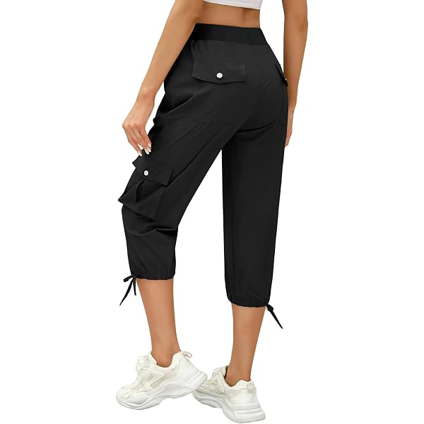 Pantacourt Femme D'été Pantalon 3/4 Casual Ample avec Poches Pantalons de Sport Pantacourts avec Cordon Pantalons de Survêtement de Yoga Décontracté Confortable Pantalon Large Couleur Unie