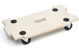 FLATRO Dolly Trolley on Wheels Heavy duty for Moving Heavy Items | 300 KG (1 Piece) Load Capacity Plywood Jigsaw Trolley on Wheels | 360° Rotatable Wheeled Furniture Dolly with 4 Non-Slip Grip Pads
