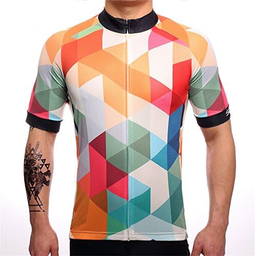 Surea Classic Design For Men Summer Cycling Jersey Short Sleeve Clothes Bicycle MTB Clothing Yellow (XL)