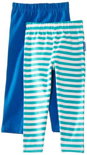 Toby Tiger Baby Girls Organic Pack Striped Set of 2 Leggings, Blue, 5 Years (Manufacturer Size:5-6 years)