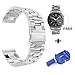 Produktbild hoco. 22mm Armband für Samsung Gear S3 Frontier/Classic, Premium Edelstahl Metall Ersatz Uhrenarmband mit Tempered Glass Screen Protector + Pin Link Remover Tool(Silber)