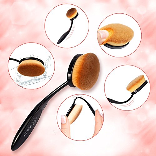 Pinselset BESTOPE Pinselset Makeup pinsel 10-tlgs Pinselset Schmink Pinsel Set Kosmetik in Ovalem Zahnbürstendesign Puderpinsel Foundation Bürste Lip Braue Pinsel Eyeliner - 3