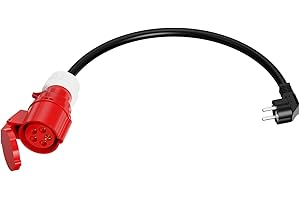 AFYEEV Adaptador CEE, Cable Adaptador CEE 45cm, 16A/415V, IP44, Tres Fases, para Camping, Caravana