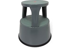 SHOPLINES SUPPLIES Durable Steel Kick Step Stool – Heavy-Duty, Non-Slip, Portable, 150kg Capacity, Spring-Loaded Castors, Scratch-Resistant, Ideal for Home, Office, Warehouse, Factory (BASALT GREY)