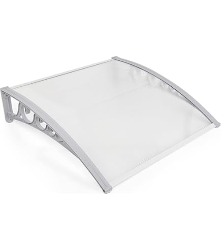 Luifel Voor Deur En Raam, 40/60/80/90/100/140/180/200cm Gebogen Deurluifel, Polycarbonaat Luifel Voor Buitentuin, Uv Bescherming/Stille, 100% Transparante Deurdak,40x340cm/16x134in
