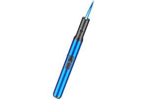 Juspota 19cm Accendino Antivento, Accendino Jet Flame Gas Ricaricabile, Accendino Lungo, Accendigas, Accendino a Getto Antivento, Blu (Venduto senza Gas)