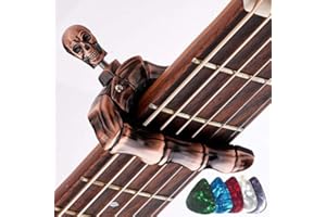 KOLDOT Guitar Capo Skull Capo for Acoustic and Electric Guitar Skeleton Head Ukulele Capo for Banjo Mandolin Bass and Classical Guitar Comes with 5 Picks (Bronze)