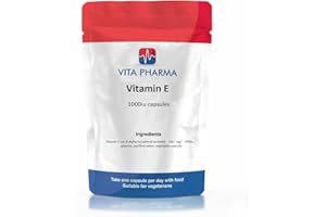 Vitamin E high Strength 1000iu, 365 Capsules, 1 Years Supply, take one a Day, Best Value Pack, by vita pharma, Produced HERE in The UK