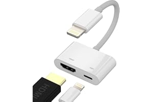 KEFIANY Adaptateur Lightning HDMI pour Apple TV Charge Adapter(2in1)pour iPhone 14 iPad Mini Câble AV Téléphone Portable DisplayPort Moniteur Projecteur Écran Vidéo Connecteur Échange Transmission Signal