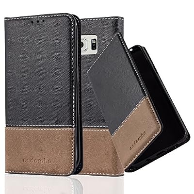 Cadorabo Coque pour Samsung Galaxy S6 Edge en Noir Brun – Housse Protection avec Fermoire Magnétique, Stand Horizontal et Fente Carte – Portefeuille Etui Poche Folio Case Cover