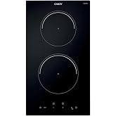 Candy CI32CBB Domino Induction Hob, 2 Zones, 30 CM, 9 Power Levels, 3.5 KW, Central Controls, Heat Indicator, Child Lock, Ove