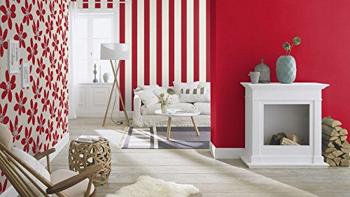 Vliestapete Streifen Gestreift weiß rot Tapete Rasch Prego 700268 - 3