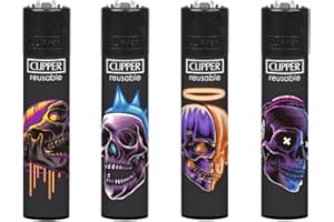 SUNMONDO Clipper Feuerzeug 4er Set: (Skulls #21)