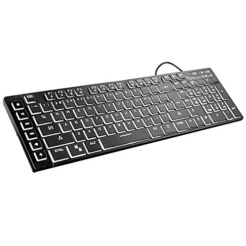 Preisvergleich Produktbild Guanwen Gaming Keyboard, mechanische fühlen ultradünne White Atmung Hintergrundbeleuchtung Stumm Multimedia Ergonomic USB verdrahtete Spiel Tastatur für PC Laptop-Computer