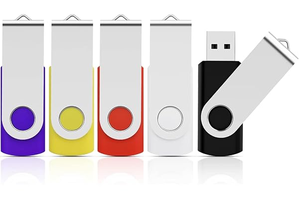 KOOTION Cle USB 16 Go Lot 5 Clés USB 2.0 Flash Drive, Clef USB 16go avec Stockage Disque Mémoire Stick pour Ordinateurs Windows, PC, Mac (Bleu Noir Rouge Blanc Jaune)