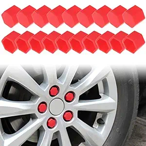 AUTO MT 20pcs/Set RED 19MM Silicone car Wheel Nuts Bolts Cover dust Protective tyre Valve Screw Cap Cover (19mm) RED