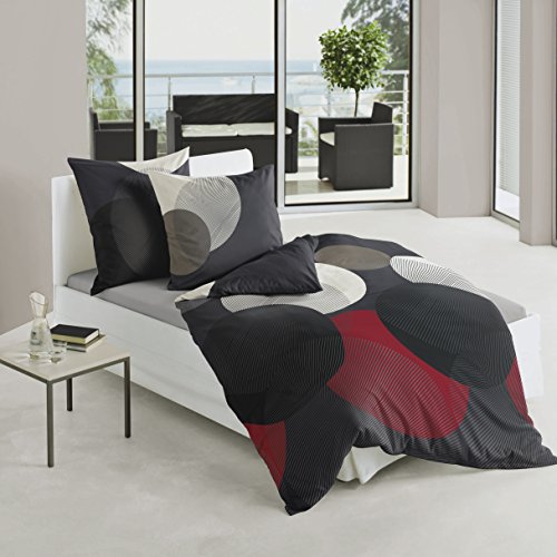Bierbaum 6155_13 Mako-Satin-Bettwäsche Dessin 135 x 200 cm + 80 x 80 cm, rot - 2